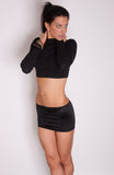 W304 - Black Nylon Elastane Spandex Micro Mini Skirt (9-10 Inch Length)