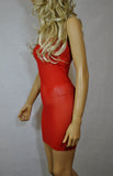 D13 - Red Net Mesh Boob Tube Mini Dress (25-26 inch length)