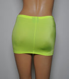 CS06 - UV Fluorescent Bright Yellow Nylon Elastane Spandex Micro Mini Skirt (9-10 Inch Length)