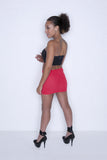 S69 - Matt Red Nylon Elastane Spandex Mini Skirt (12-13 Inch Length)