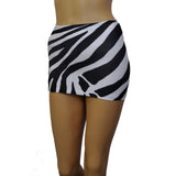 CS143 - Black & White Zebra Animal Print Nylon Elastane Spandex Micro Mini Skirt (9-10 Inch Length)