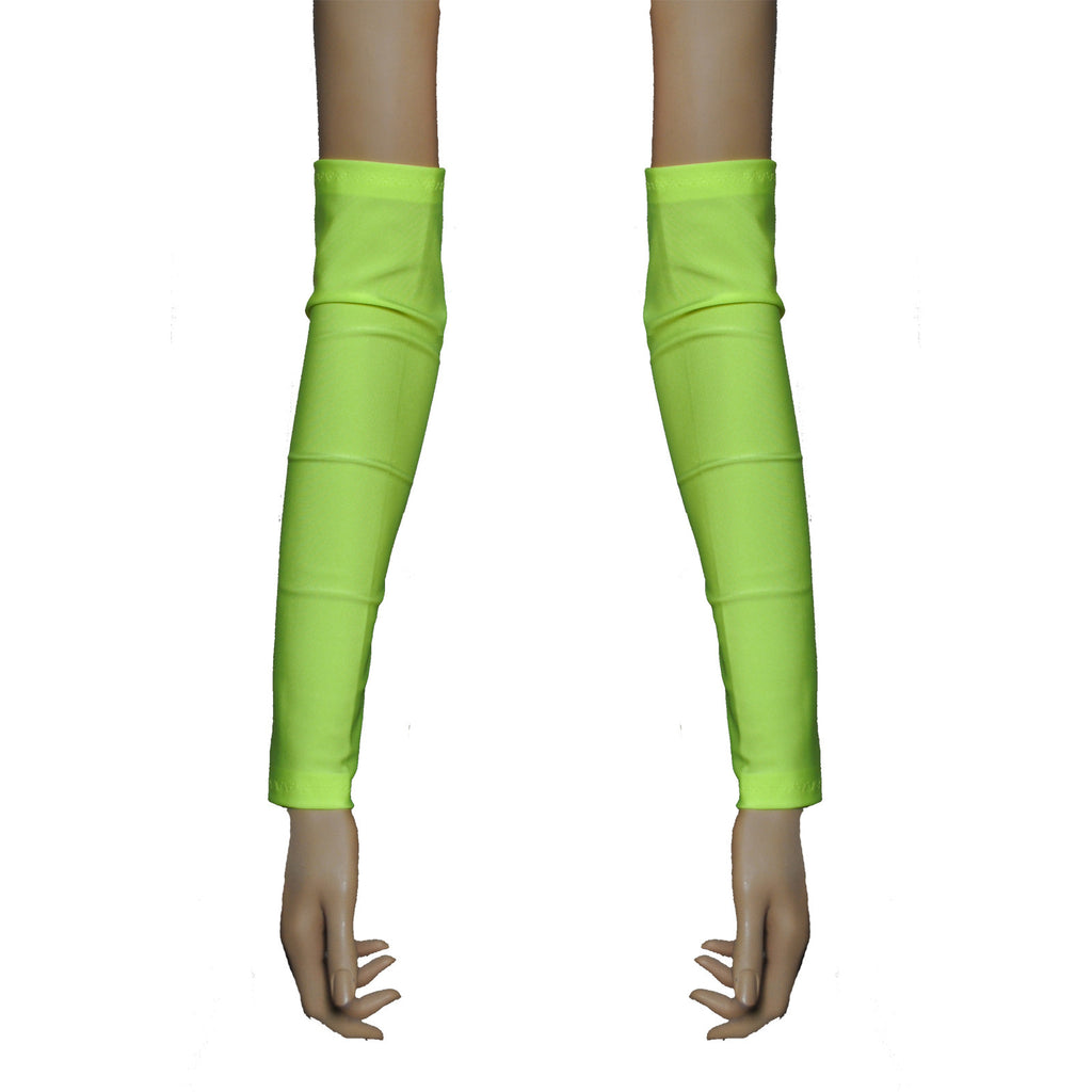 G06 - UV Fluorescent Bright Yellow Nylon Elastane Spandex Arm Warmers Gauntlets