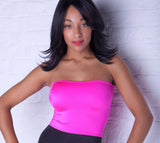 T09 - UV Pink Long Nylon Elastane Spandex Boob Tube Top