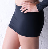 CS02 - Black Nylon Elastane Spandex Micro Mini Skirt (9-10 Inch Length)