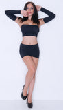 CS02 - Black Nylon Elastane Spandex Micro Mini Skirt (9-10 Inch Length)