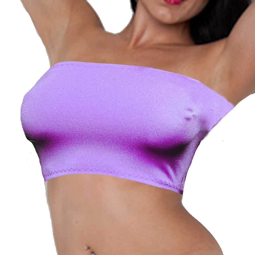 B14 - Purple Lilac Nylon Elastane Spandex Boob Tube Top