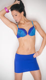 S55 - Electric Blue Nylon Elastane Spandex Mini Skirt (12-13 Inch Length)