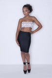 P99 - Black Nylon Elastane Spandex Pencil Skirt (21-22 Inch Length)