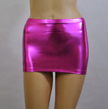 CS50 - Pink Metallic Wetlook Nylon Elastane Spandex Micro Mini Skirt (9-10 Inch Length)