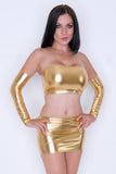G106 - Gold Metallic Wet Look Nylon Elastane Spandex Arm Warmers Gauntlets
