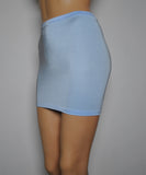 S012 - Baby Blue Nylon Elastane Spandex Mini Skirt (12-13 Inch Length)