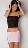 CS05 - Baby Pink Nylon Elastane Spandex Micro Mini Skirt (9-10 Inch Length)