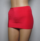 CS29 - Red Nylon Elastane Spandex Micro Mini Skirt (9-10 Inch Length)