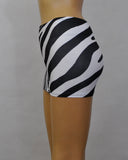 CS143 - Black & White Zebra Animal Print Nylon Elastane Spandex Micro Mini Skirt (9-10 Inch Length)