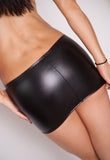 CS33 - Black Wet Look Nylon Elastane Spandex Micro Mini Skirt (9-10 Inch Length)