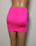 S09 - UV Pink Nylon Elastane Spandex Mini Skirt (12-13 Inch Length)