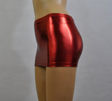 CS132 - Red Metallic Wetlook Nylon Elastane Spandex Micro Mini Skirt (9-10 Inch Length)