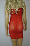 D13 - Red Net Mesh Boob Tube Mini Dress (25-26 inch length)