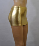 CS106 - Gold Metallic Wetlook Nylon Elastane Spandex Micro Mini Skirt (9-10 Inch Length)