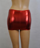 CS132 - Red Metallic Wetlook Nylon Elastane Spandex Micro Mini Skirt (9-10 Inch Length)