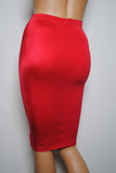 P29 - Red Nylon Elastane Spandex Pencil Skirt (21-22 Inch Length)