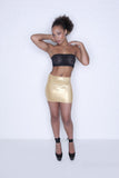 S37 - Gold Metallic Holographic Nylon Elastane Spandex Mini Skirt (12-13 Inch Length)