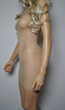 D130 - Beige Nude Net Boob Tube Mini Dress (22-23 inch length)
