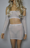 O27 - White Net Clubbing Outfit (Boobtube / Gauntlet / Skirt (12-13 Inch Length))