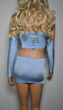 CS12 - Baby Blue Nylon Elastane Spandex Micro Mini Skirt (9-10 Inch Length)