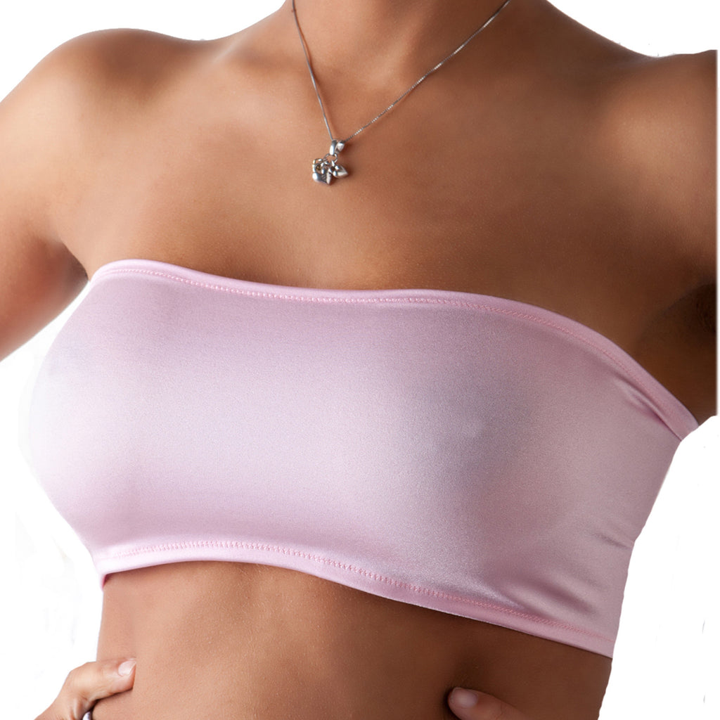 B05 - Baby Pink Nylon Elastane Spandex Boob Tube Top