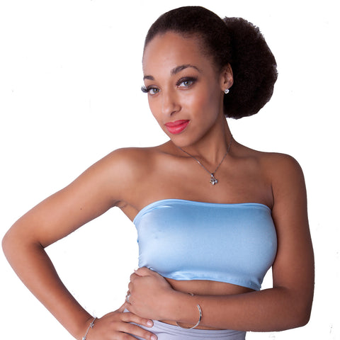 B12 - Baby Blue Nylon Elastane Spandex Boob Tube Top