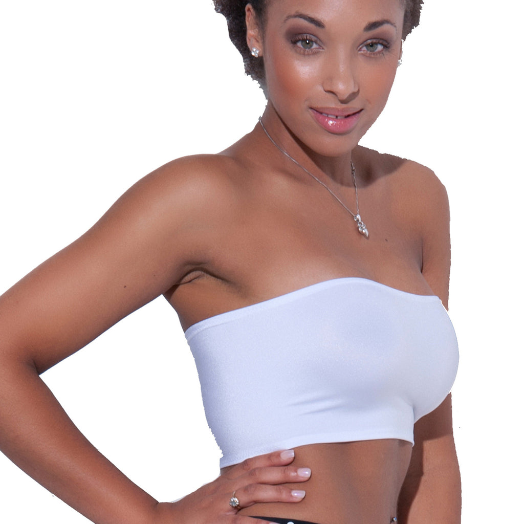 B16 White Nylon Elastane Spandex Boob Tube Top fantasystore