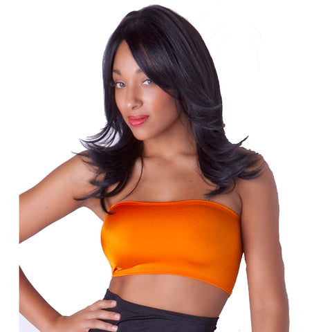 B36 - Tangerine Orange Nylon Elastane Spandex Boob Tube Top