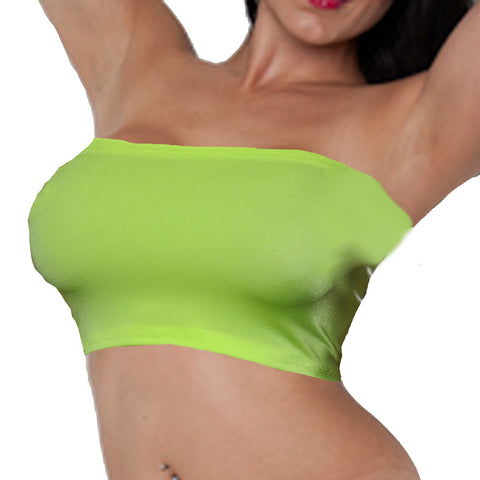 B06 - UV Fluorescent Bright Yellow Nylon Elastane Spandex Boob Tube Top