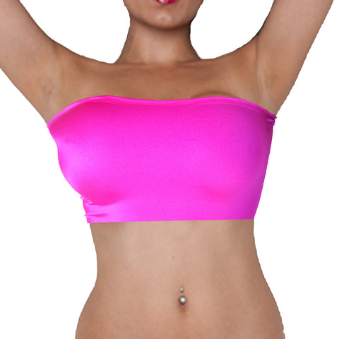 B09 - UV Pink Nylon Elastane Spandex Boob Tube Top