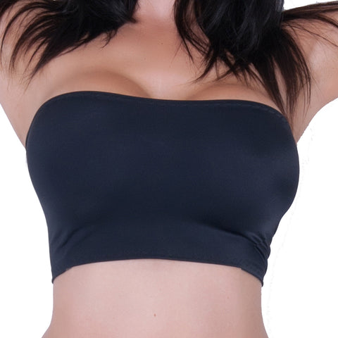 BM - Black Nylon Elastane Spandex Boob Tube Top