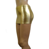 CS106 - Gold Metallic Wetlook Nylon Elastane Spandex Micro Mini Skirt (9-10 Inch Length)