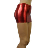 CS132 - Red Metallic Wetlook Nylon Elastane Spandex Micro Mini Skirt (9-10 Inch Length)