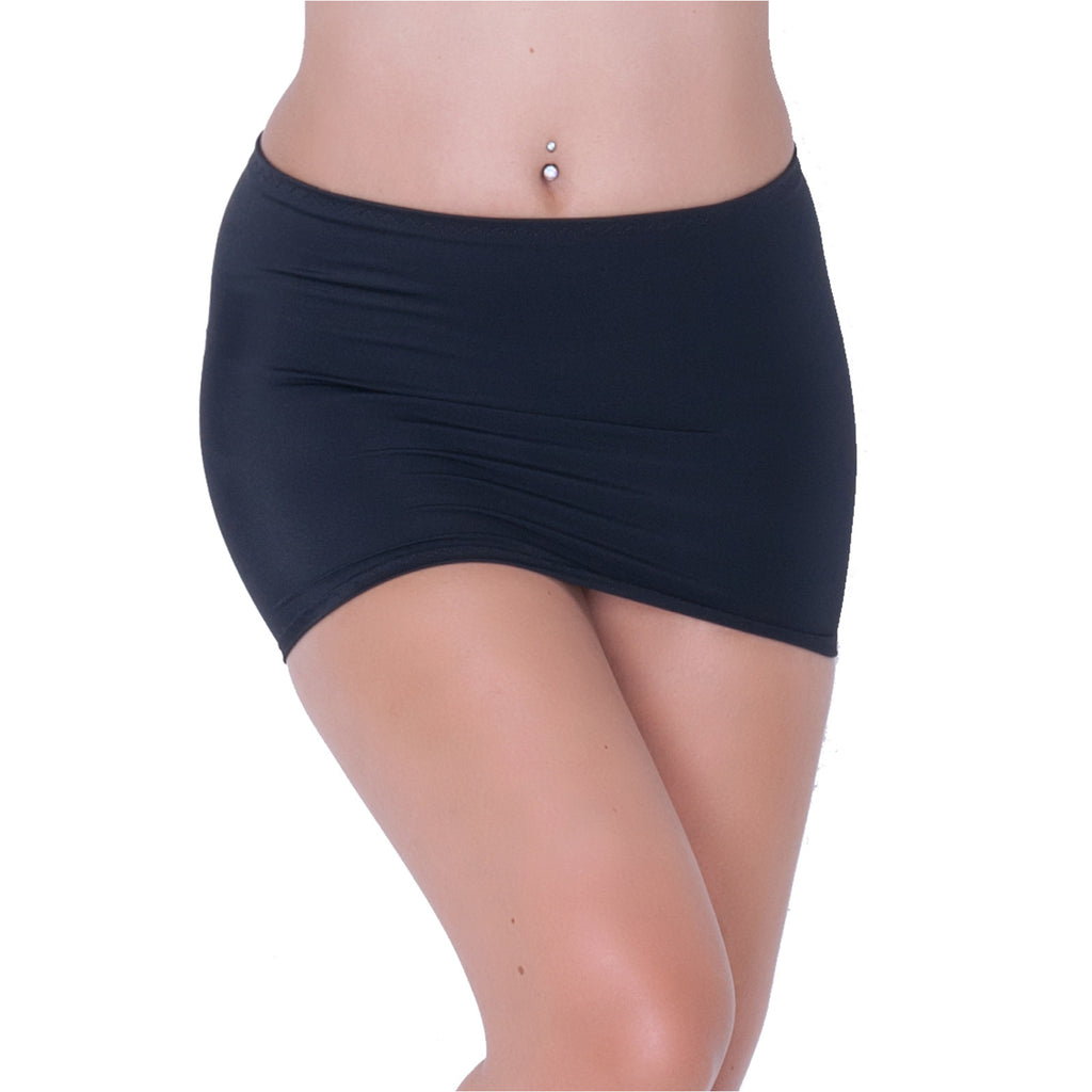 CS02 - Black Nylon Elastane Spandex Micro Mini Skirt (9-10 Inch Length)