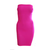 D09 - UV Pink Nylon Elastane Spandex Boob Tube Mini Dress (25-26 inch length)