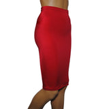 P29 - Red Nylon Elastane Spandex Pencil Skirt (21-22 Inch Length)