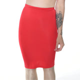 P29 - Red Nylon Elastane Spandex Pencil Skirt (21-22 Inch Length)