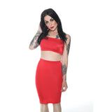 P29 - Red Nylon Elastane Spandex Pencil Skirt (21-22 Inch Length)