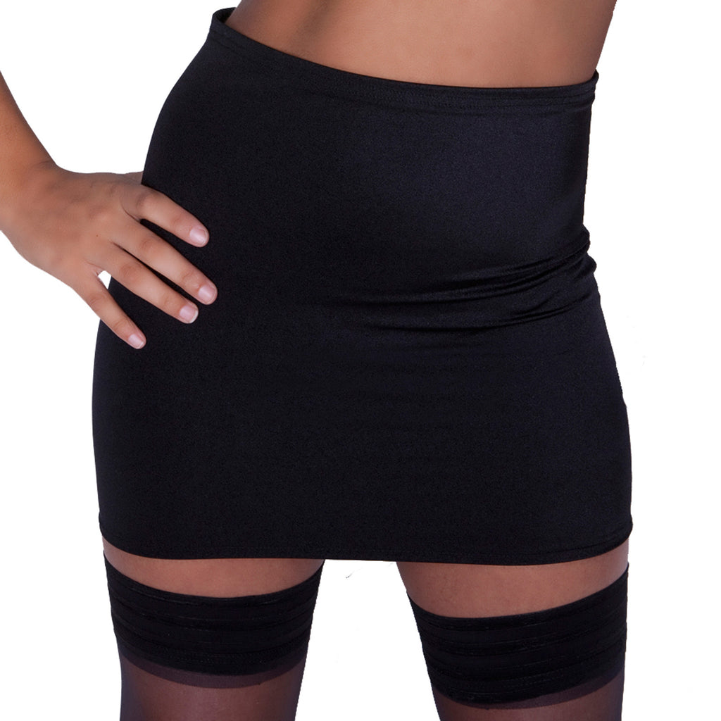 XS1 - Black Nylon Elastane Spandex Mini Skirt (12-13 Inch Length)